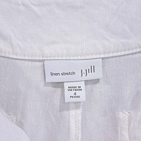J JILL Linen Stretch Crop Wide Leg Sailor Pants White Buttons Womens 4 Petite 4P - Picture 6 of 7